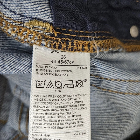 GAP Straight Crop Jeans Button Fly High Rise Dark Wash Denim - Picture 5 of 6